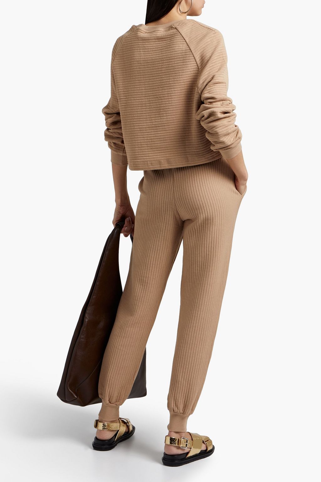 THE RANGE Ribbed cotton-blend jersey track pants