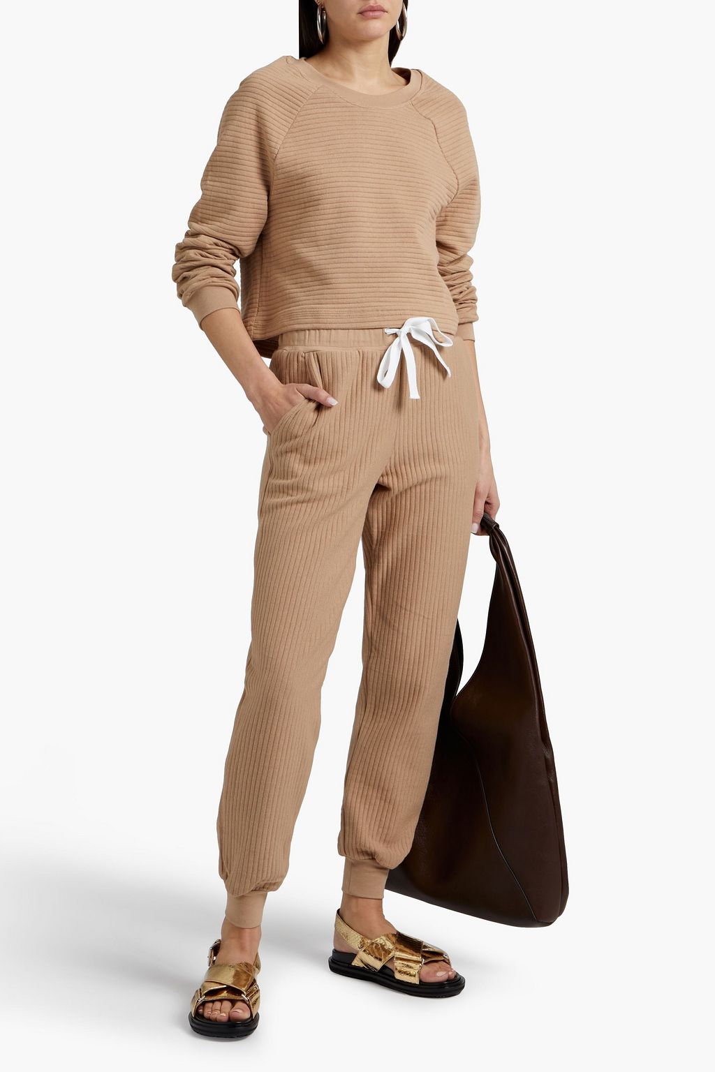 THE RANGE Ribbed cotton-blend jersey track pants