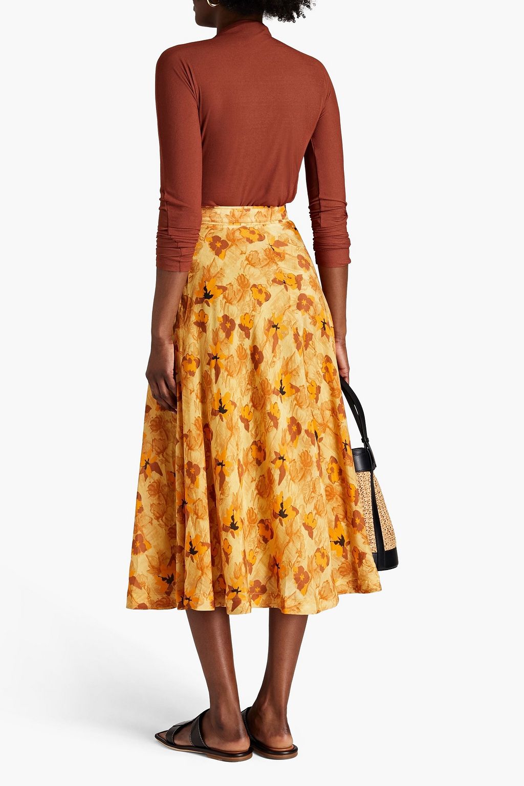 REJINA PYO Jode Midirock aus Schantung mit floralem Print