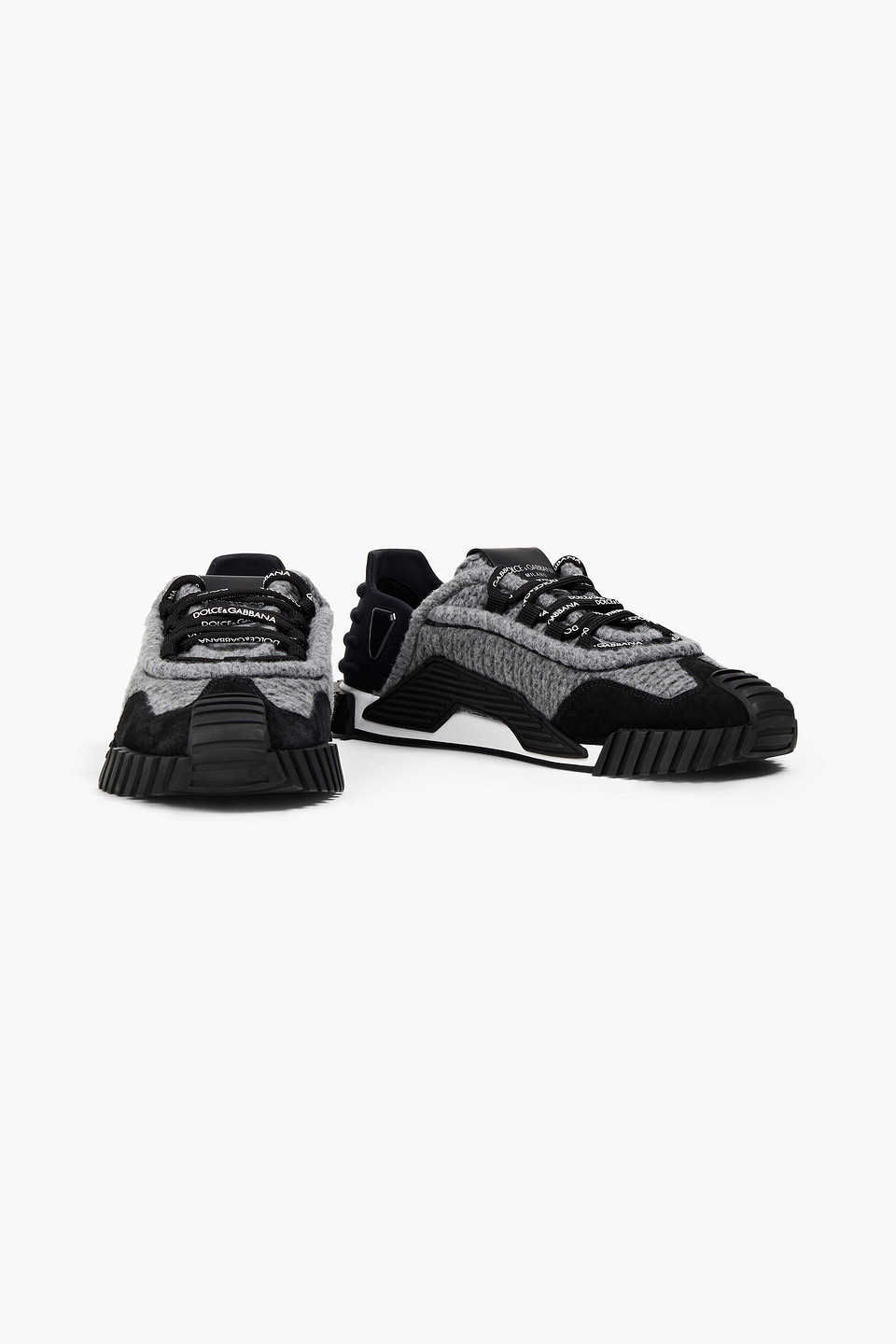 Dolce & Gabbana Man Ribbed-knit, Suede And Neoprene Trainers