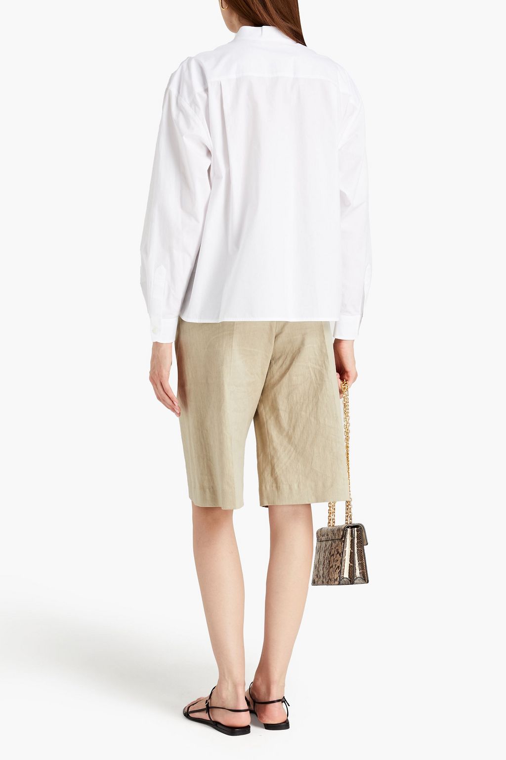TORY BURCH Pintucked cotton-poplin shirt