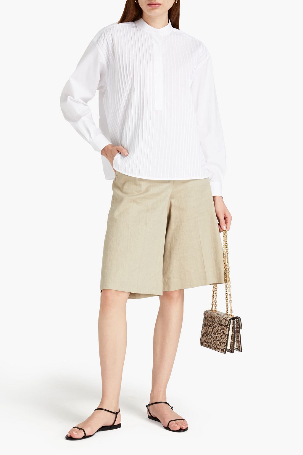 TORY BURCH Pintucked cotton-poplin shirt | Sale up to 70% off | THE OUTNET