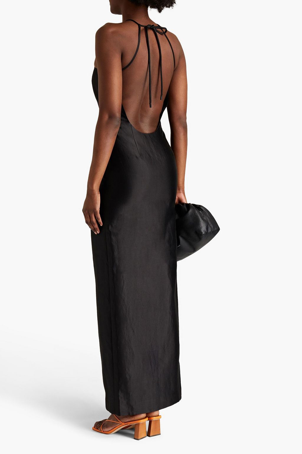 REJINA PYO Lou ramie-blend satin-twill halterneck maxi dress