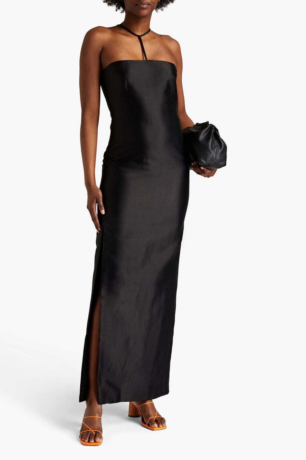 REJINA PYO Lou ramie-blend satin-twill halterneck maxi dress