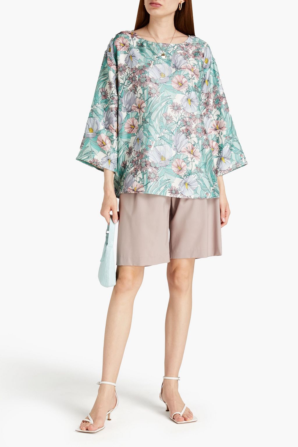 TORY BURCH Robinson floral-print silk-twill top