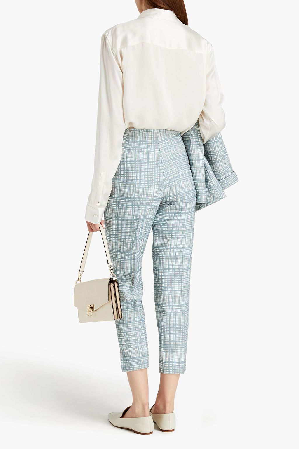 TORY BURCH クロップド プリントクレープ スリムレッグ パンツ