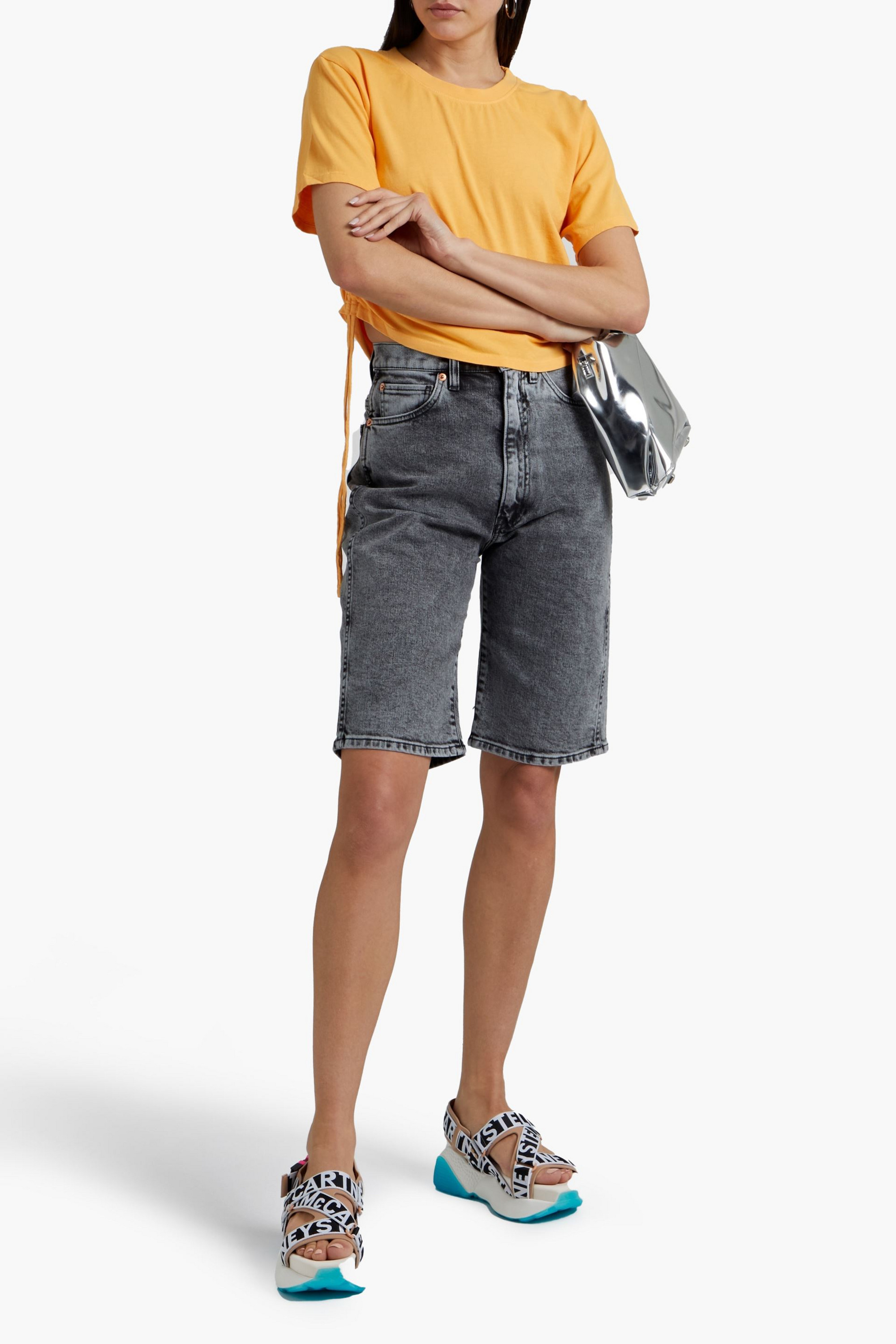 The Range Cropped ruched cotton-jersey T-shirt