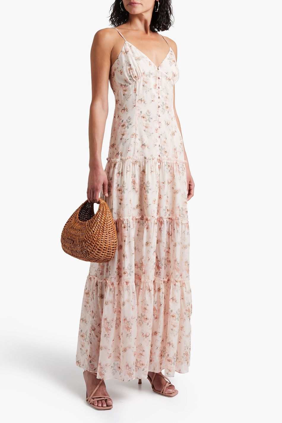 CAMI NYC Naria tieback tiered floralprint silkchiffon maxi dress THE