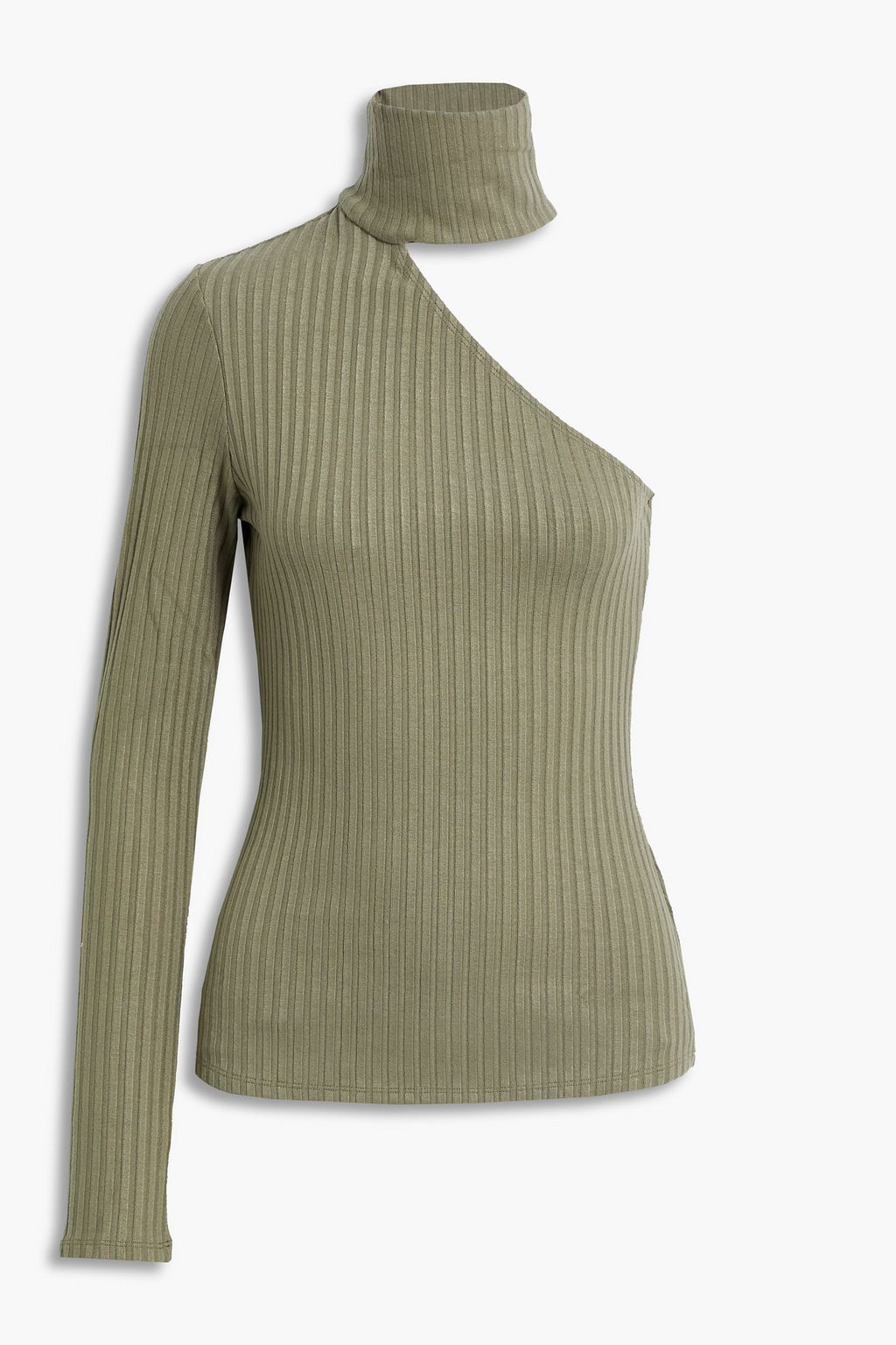 Army green One-sleeve ribbed jersey 