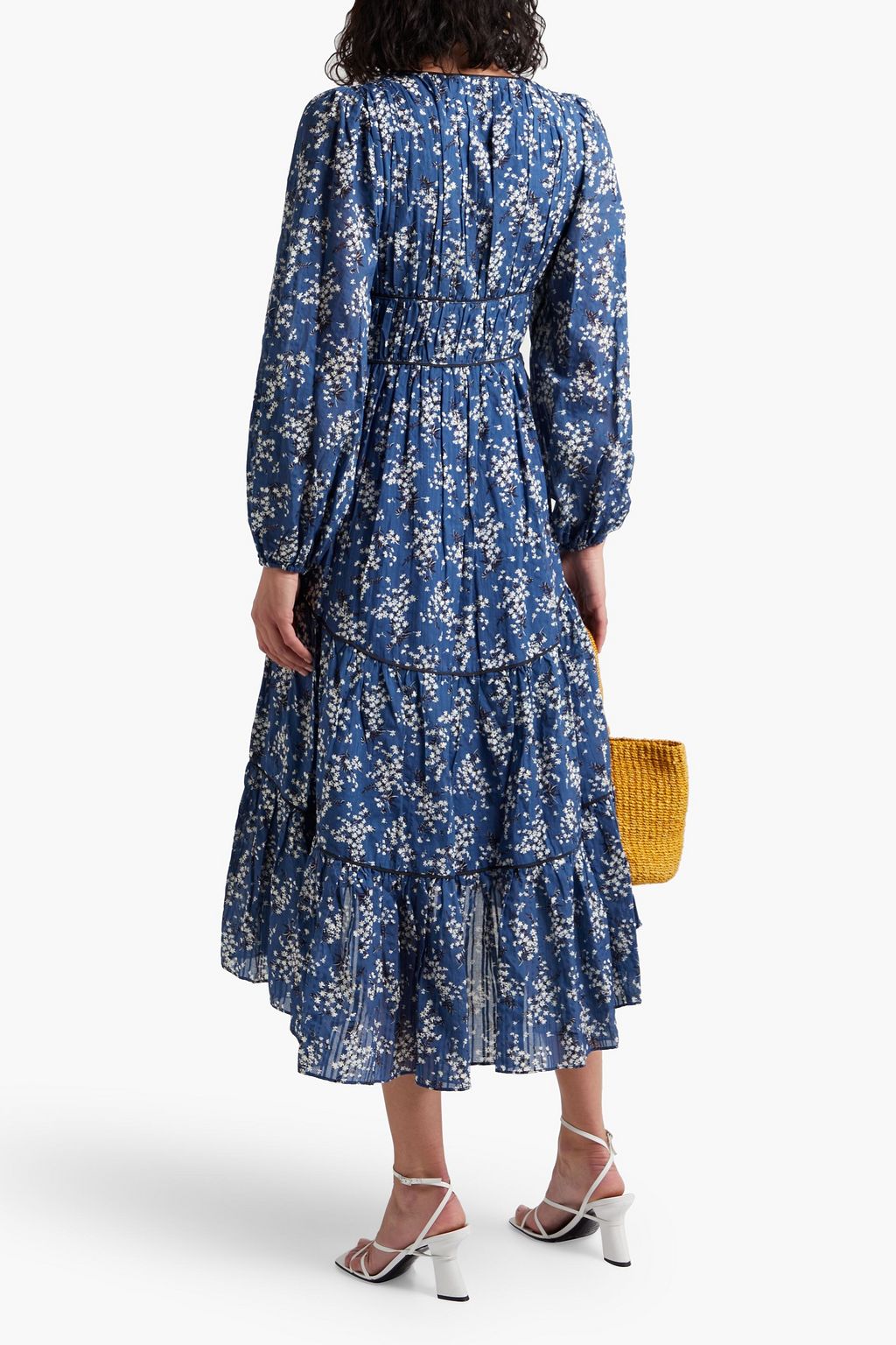 ULLA JOHNSON Joan gathered floral-print cotton-blend jacquard midi ...