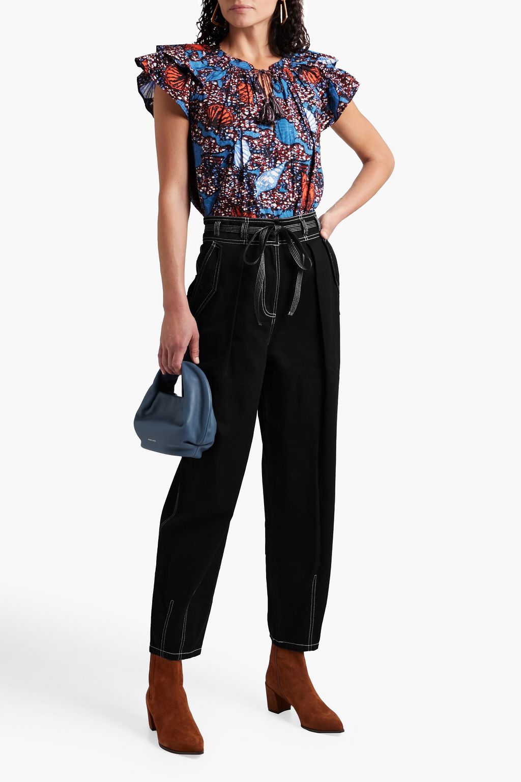 ULLA JOHNSON Elm tasseled ruffled cotton-poplin top