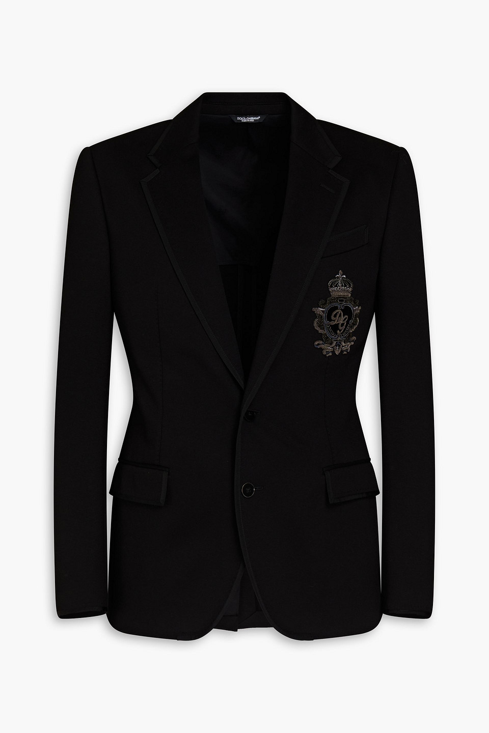 Dolce & Gabbana Slim-fit Embellished Jersey Suit Jacket In Black