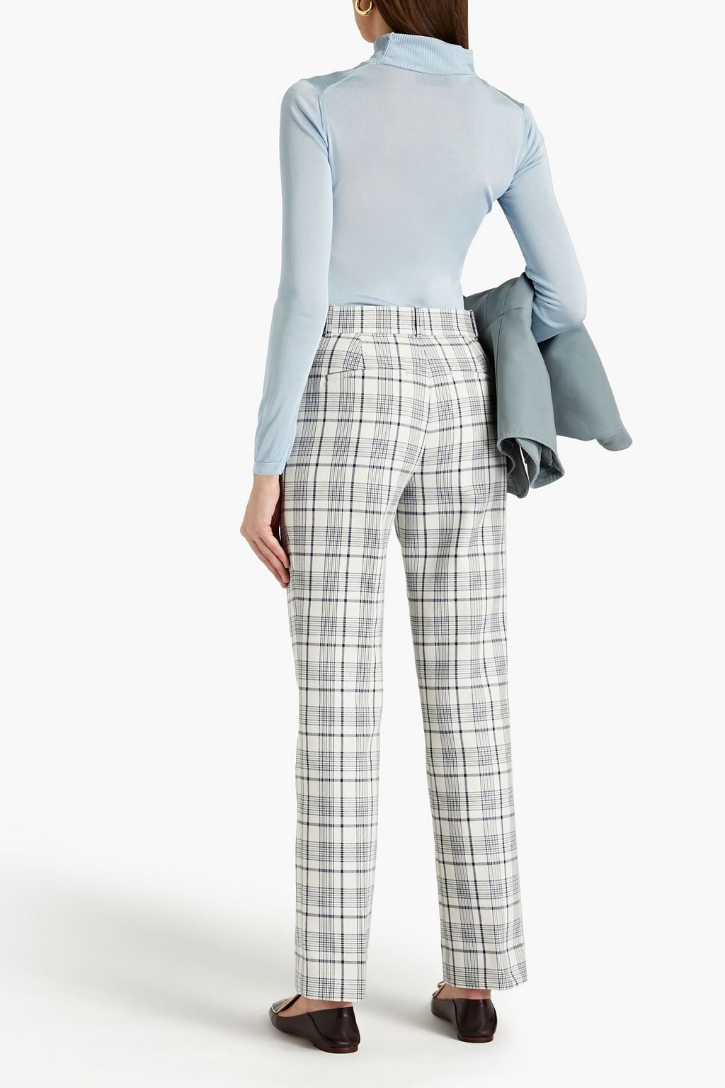 TORY BURCH 체크 자카드 스트레이트 레그 팬츠