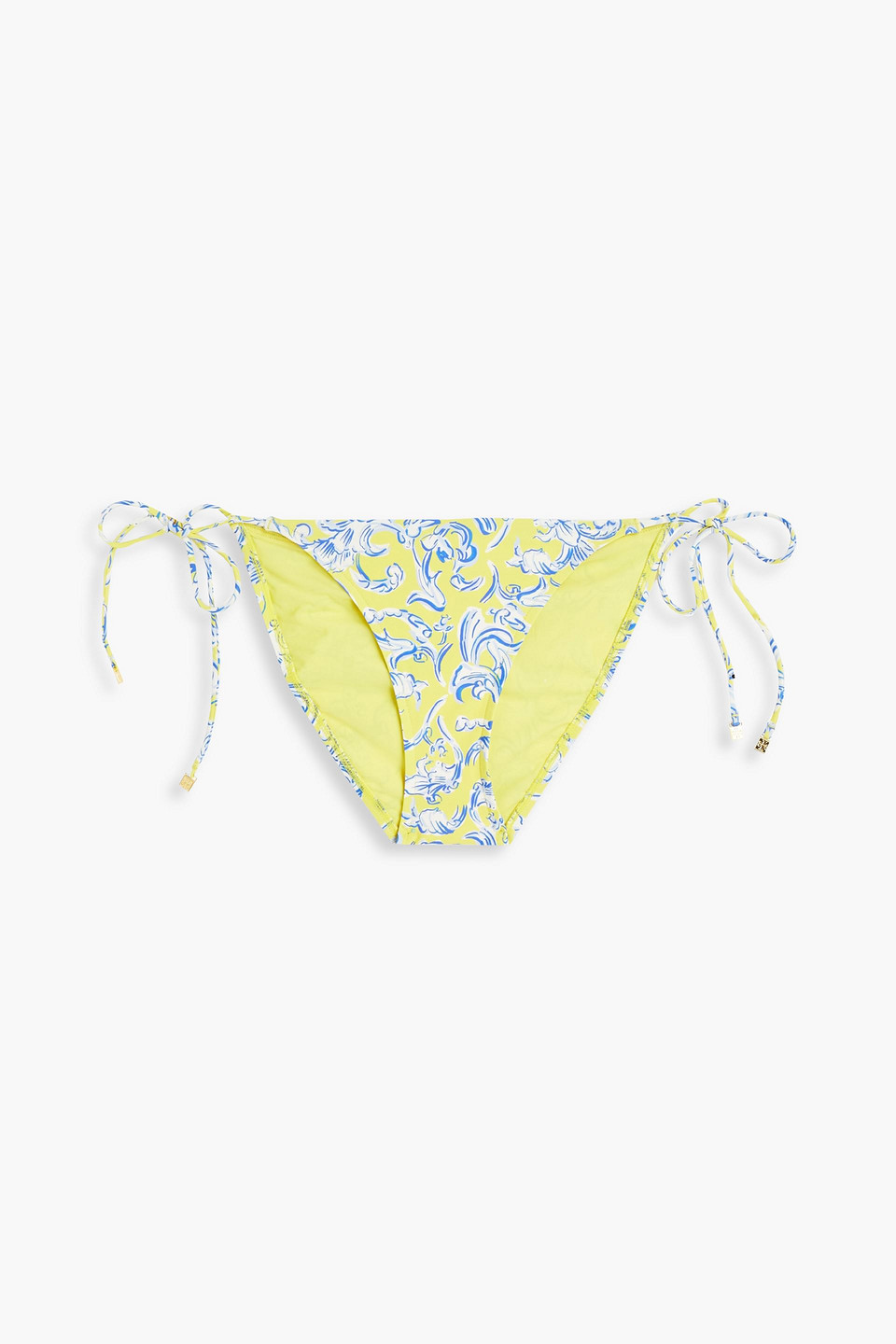 Tory Burch Printed Low-rise Bikini Briefs In Yellow