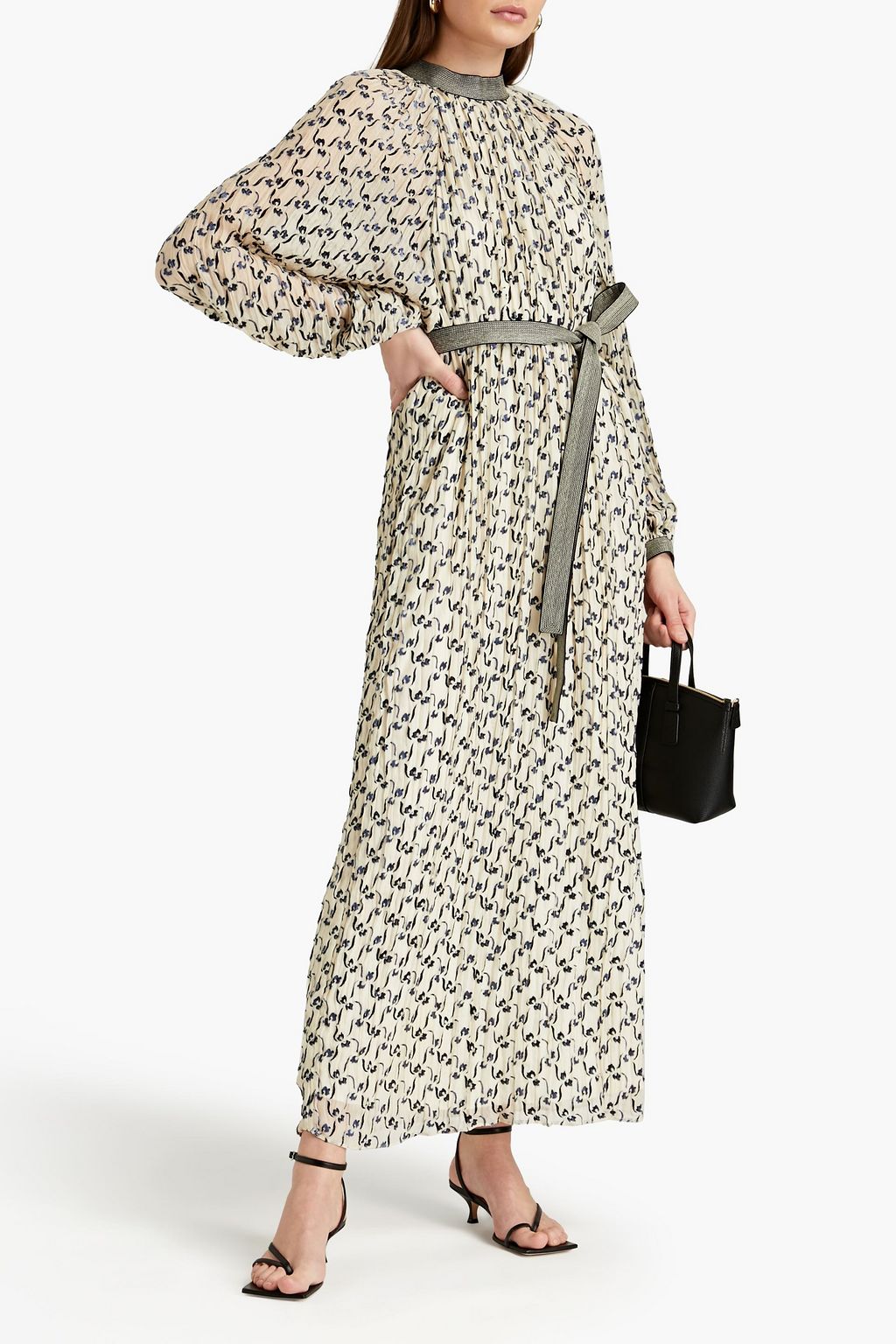 TORY BURCH Midikleid aus Devoré-Samt mit Gürtel