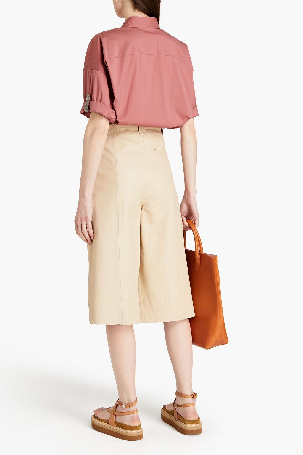 BRUNELLO CUCINELLI Bead-embellished cotton-blend poplin shirt