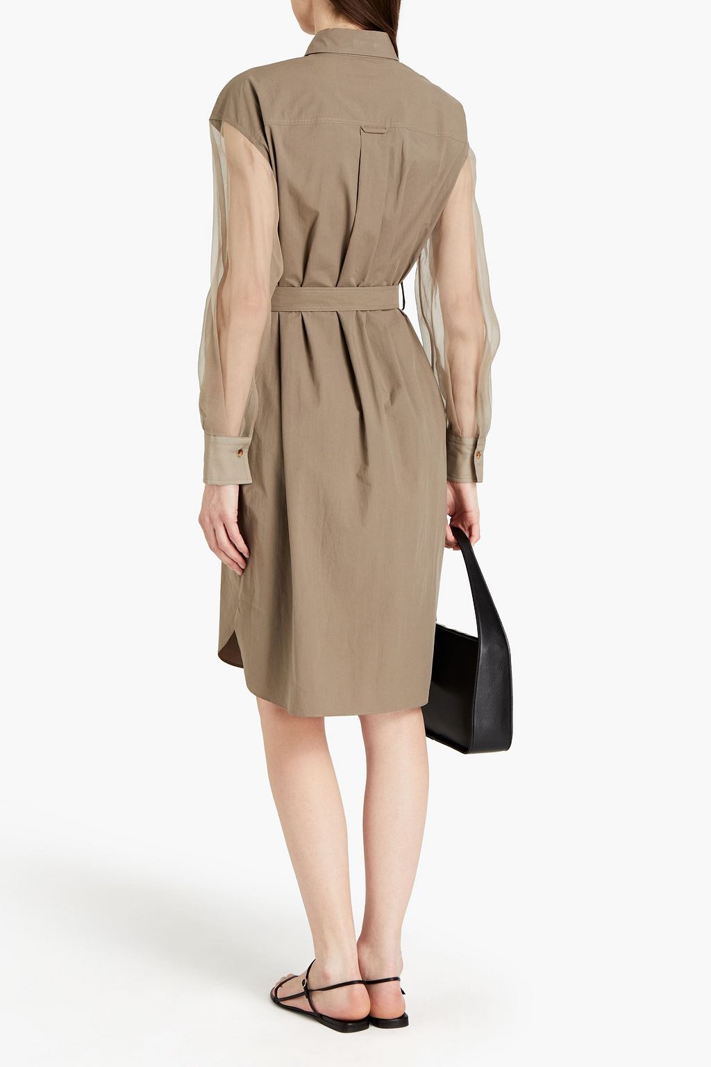 BRUNELLO CUCINELLI Silk organza-paneled cotton-poplin shirt dress
