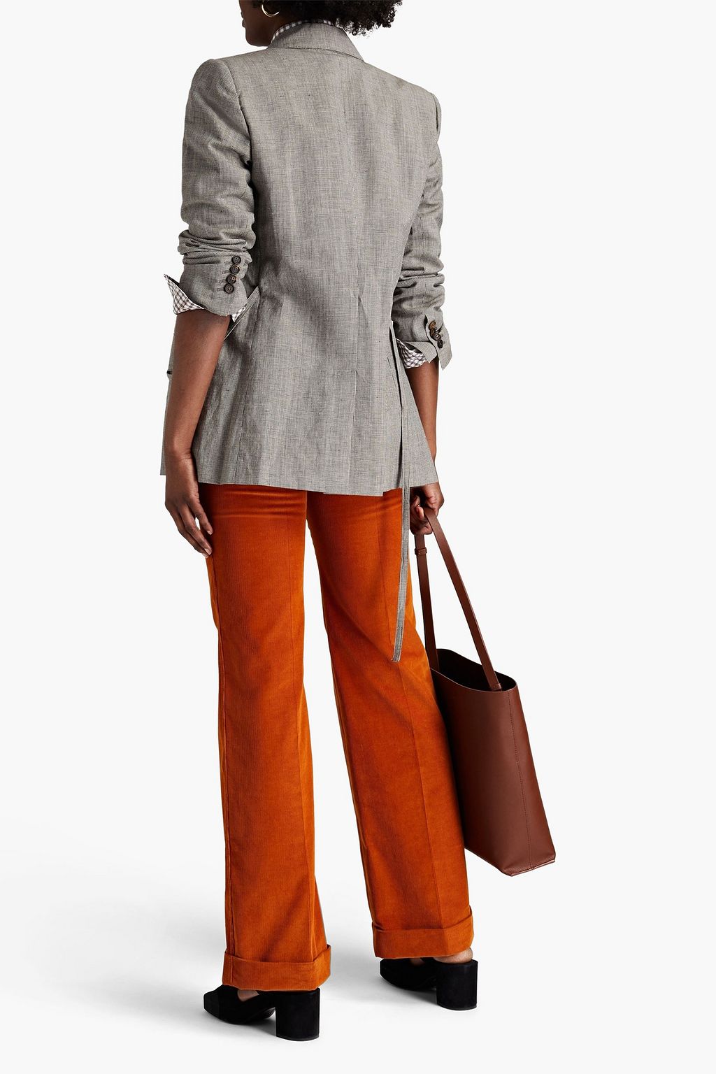 BRUNELLO CUCINELLI Double-breasted houndstooth wool, linen and silk-blend blazer