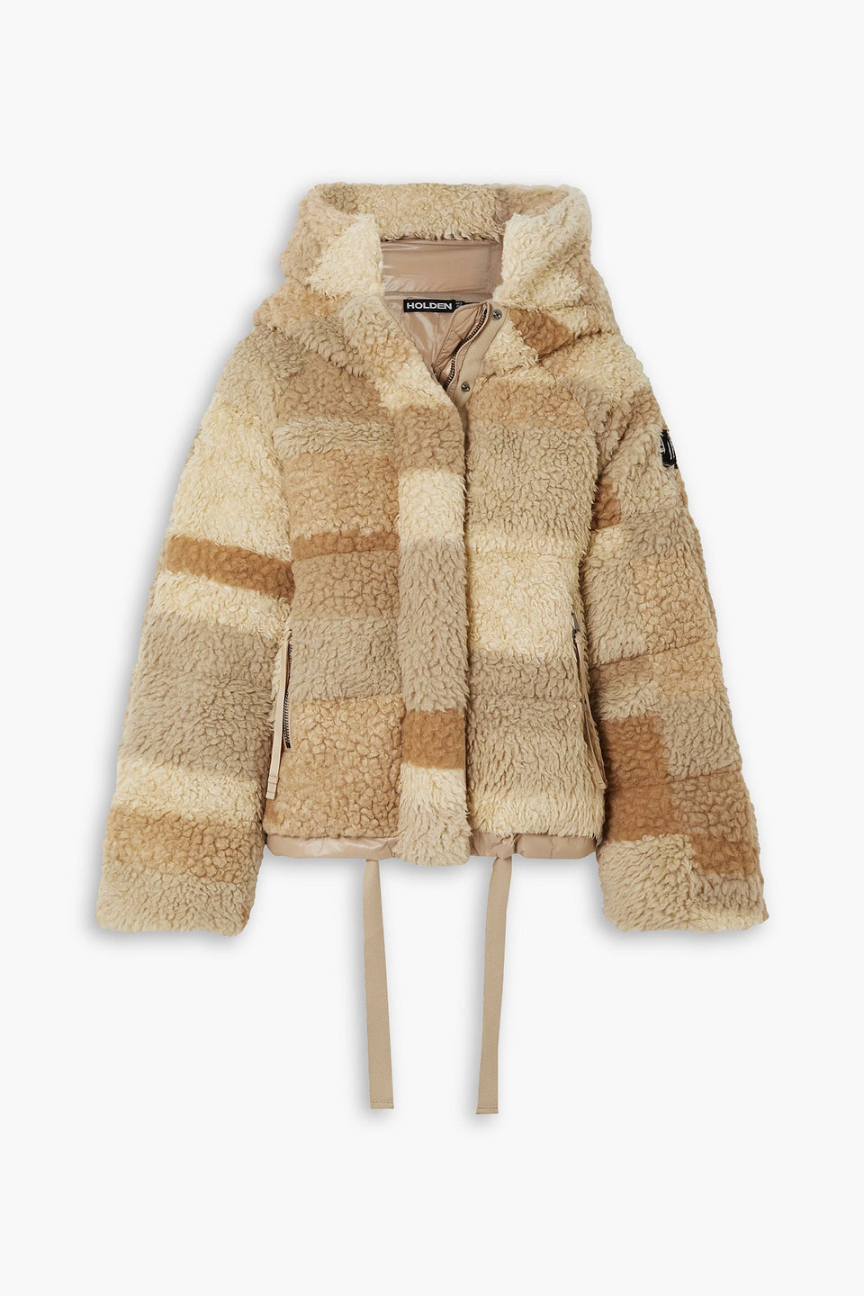Holden Sherpa Quilted Faux Shearling Hooded Down Jacket In Sand