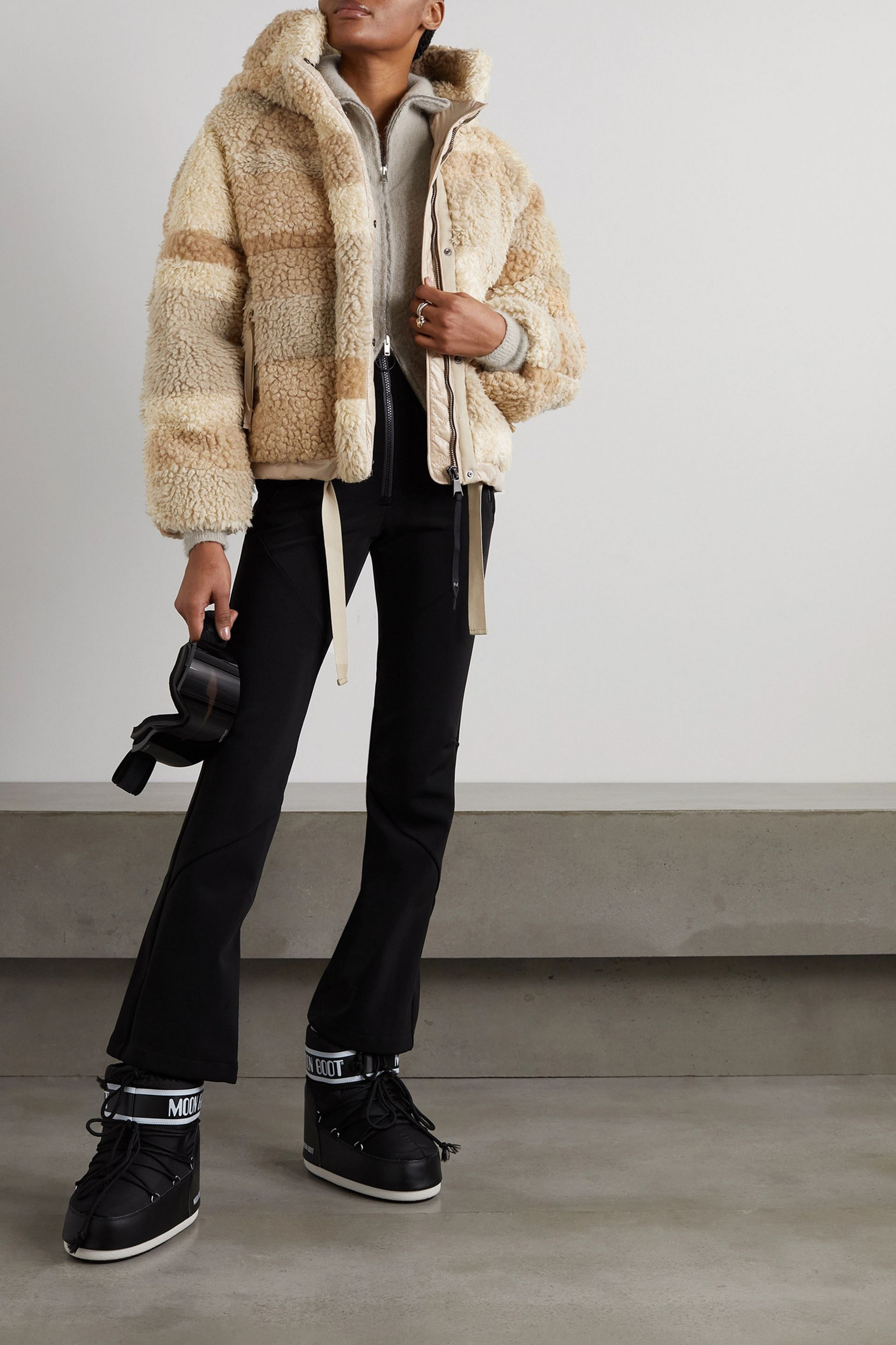 HOLDEN Sherpa quilted faux shearling hooded down jacket