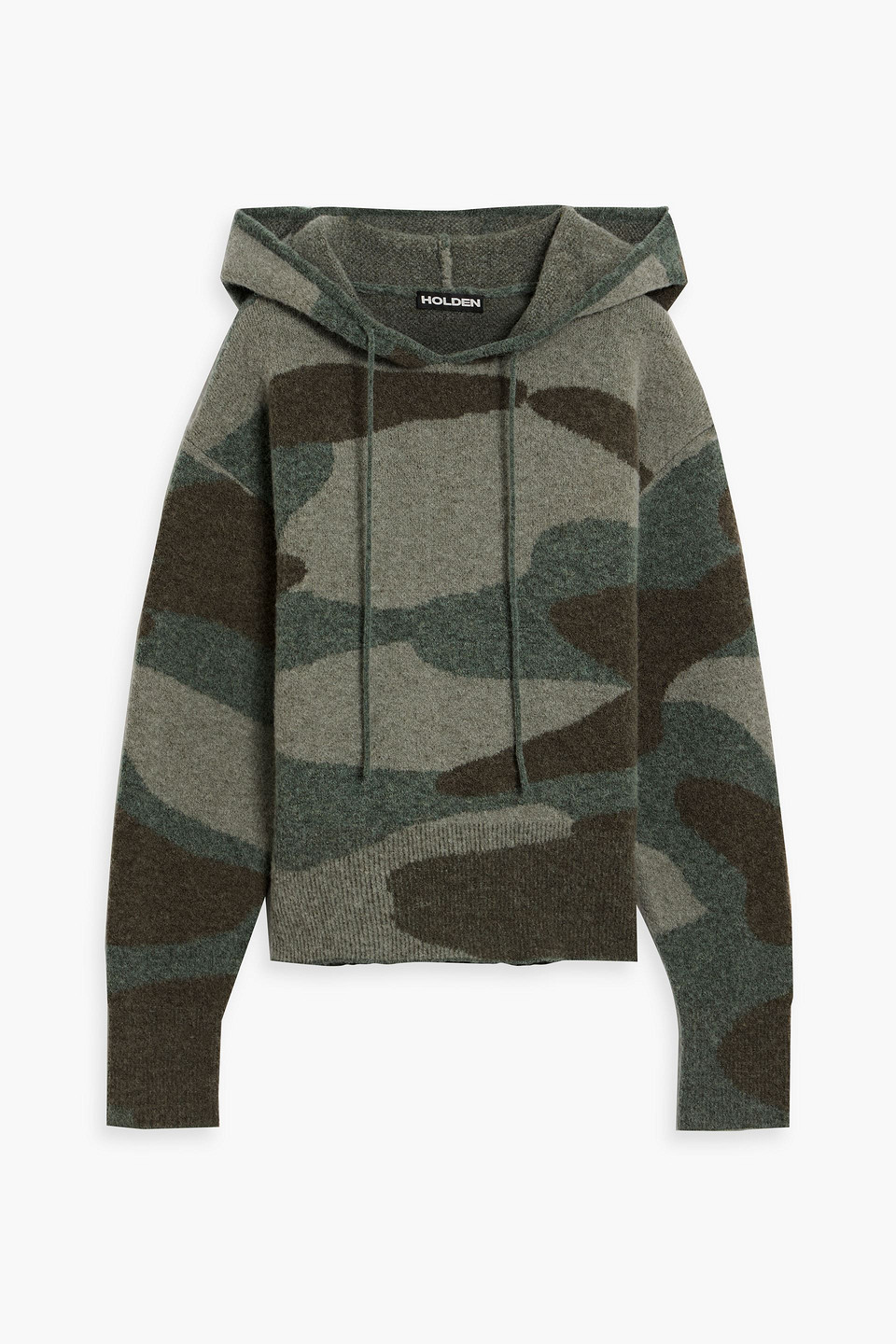 Holden Chalet Camouflage-print Jacquard-knit Hoodie In Gray
