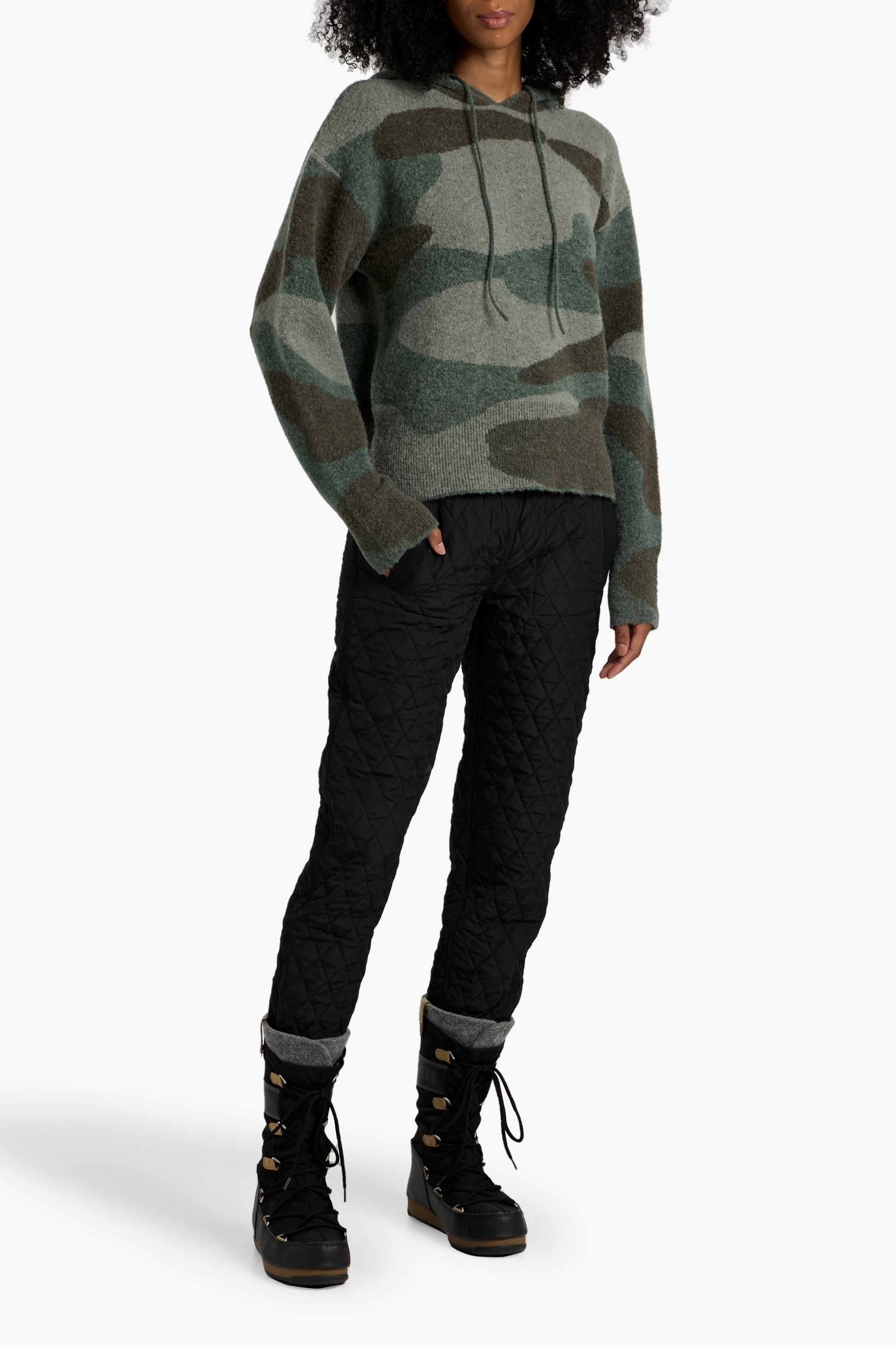 HOLDEN Chalet camouflage-print jacquard-knit hoodie