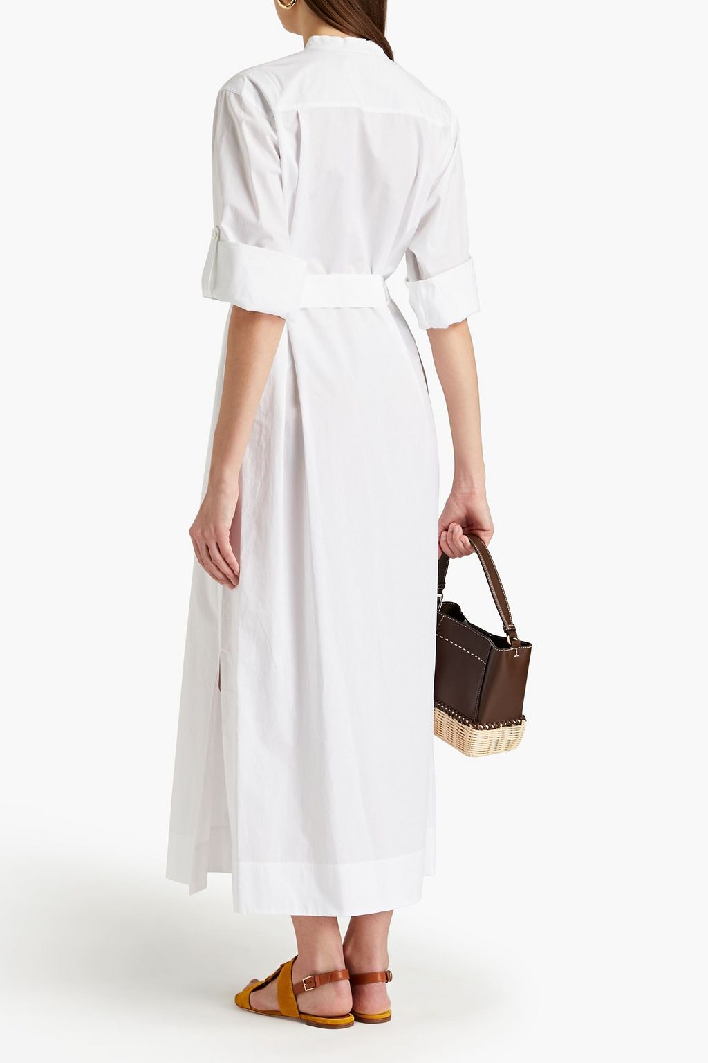 TORY BURCH Hemdkleid in Midilänge aus Baumwollpopeline mit Piqué-Einsätzen