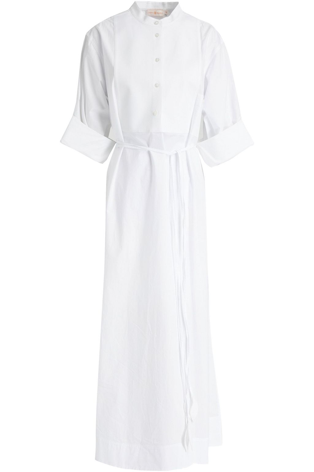 White Piqué-paneled cotton-poplin midi shirt dress | TORY BURCH | THE OUTNET