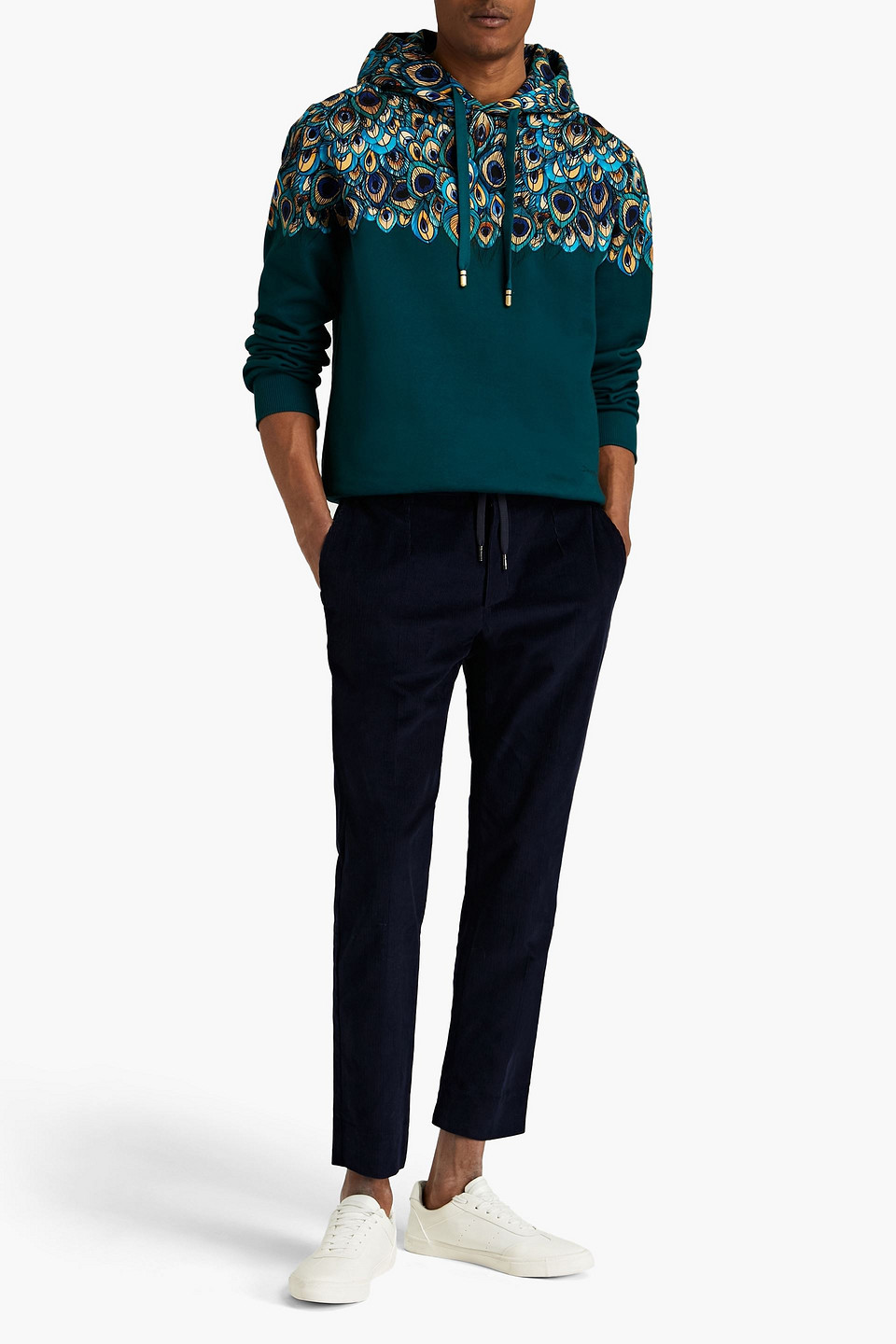 Dolce & Gabbana Printed Cotton-fleece Hoodie In Dark Green