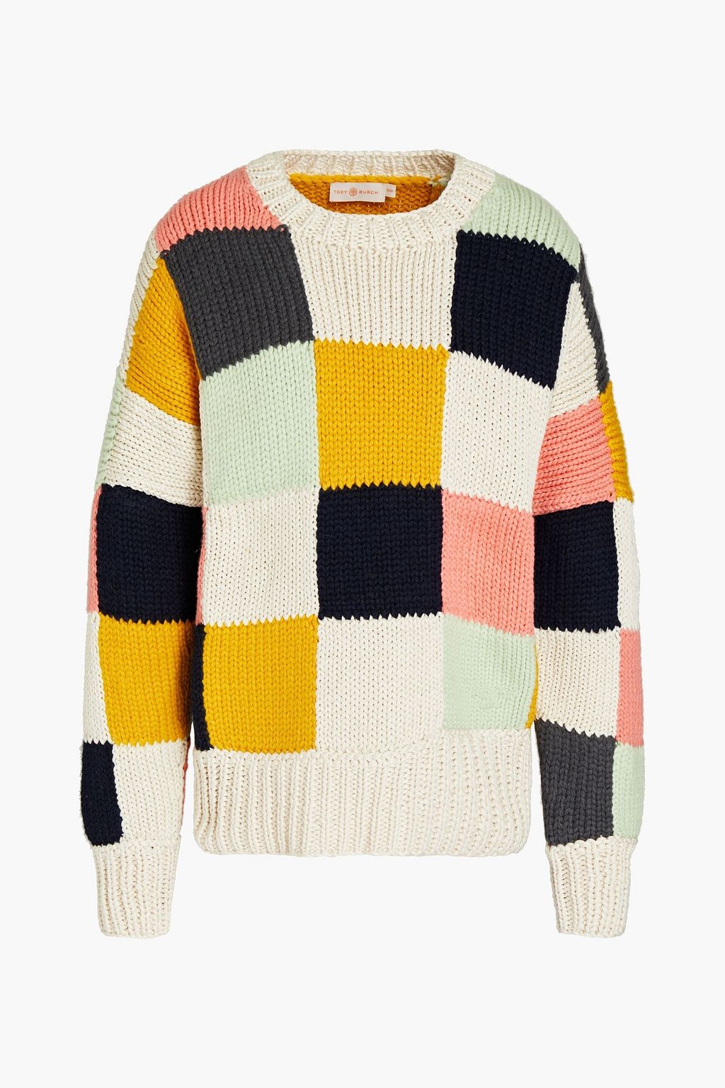 TORY BURCH Patchwork-effect alpaca-blend sweater | Sale up to 70% off | THE  OUTNET