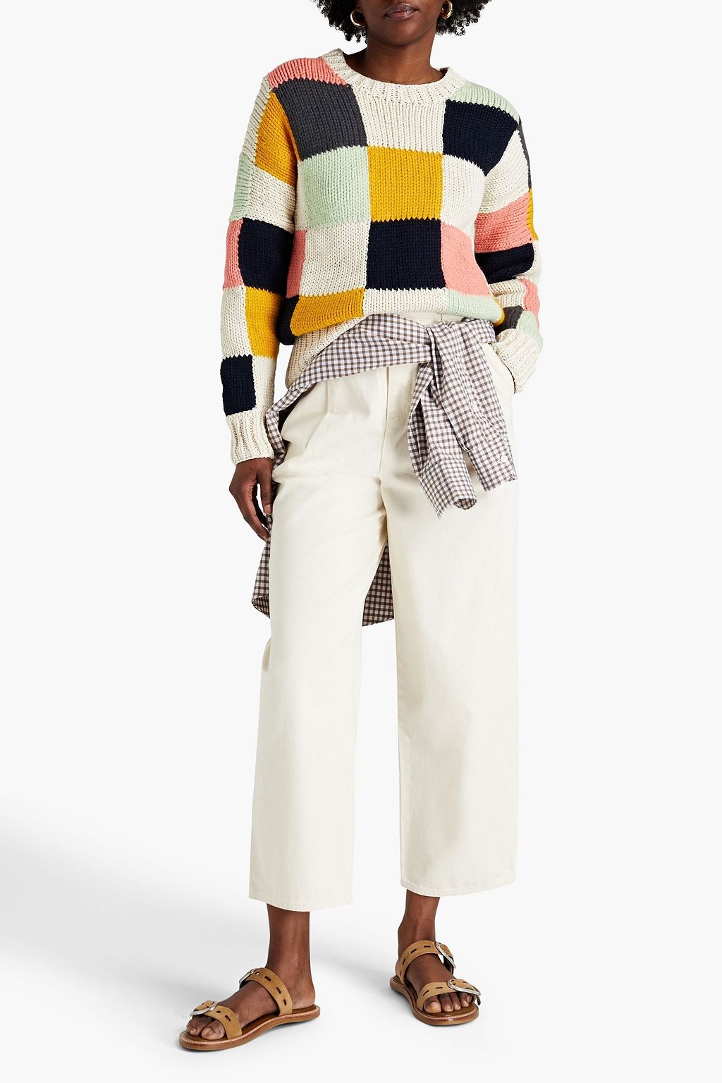 TORY BURCH Pullover aus einer Alpakamischung in Patchwork-Optik