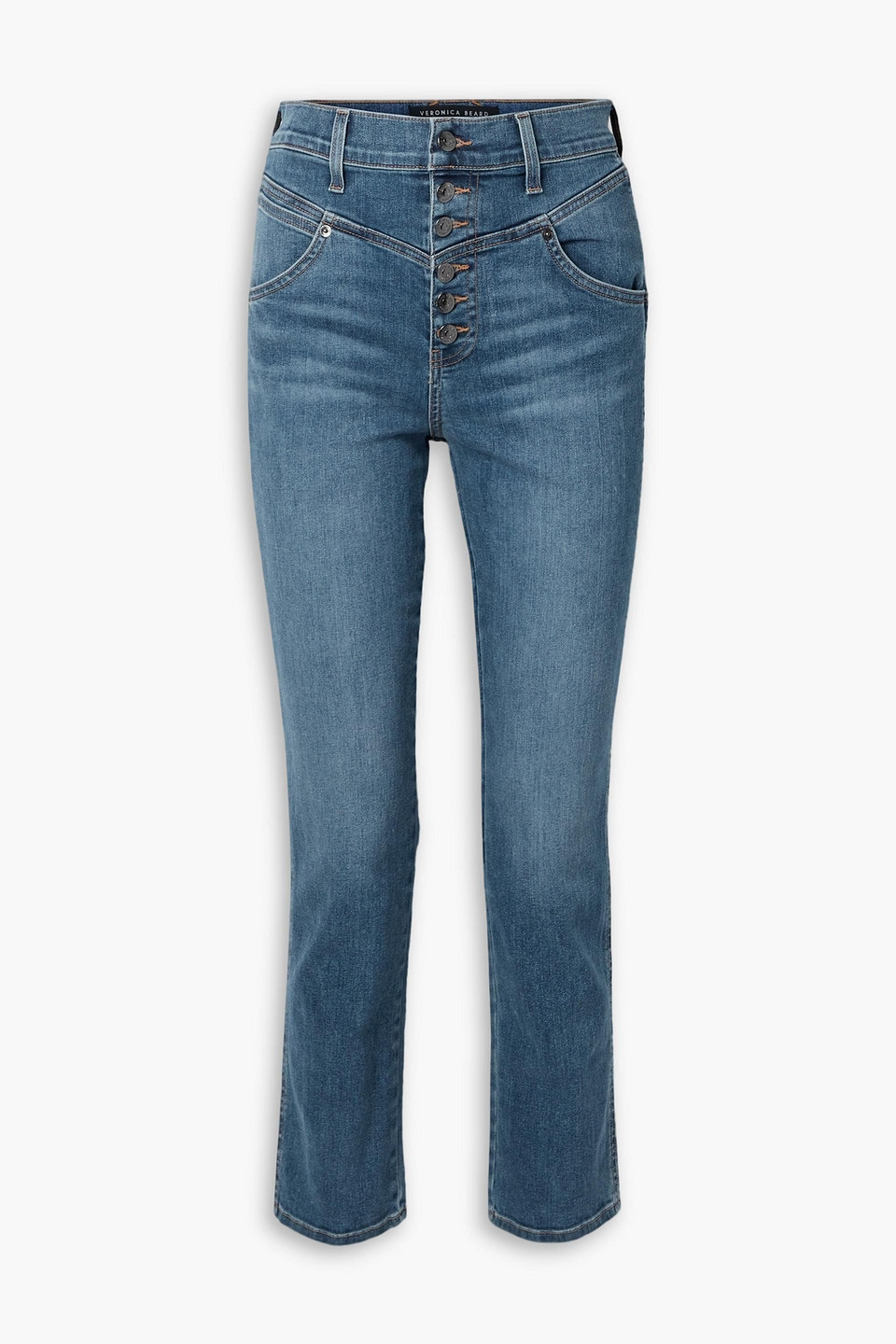 Veronica Beard Ryleigh Hoch Sitzende Jeans Mit Geradem Bein In Mid Denim