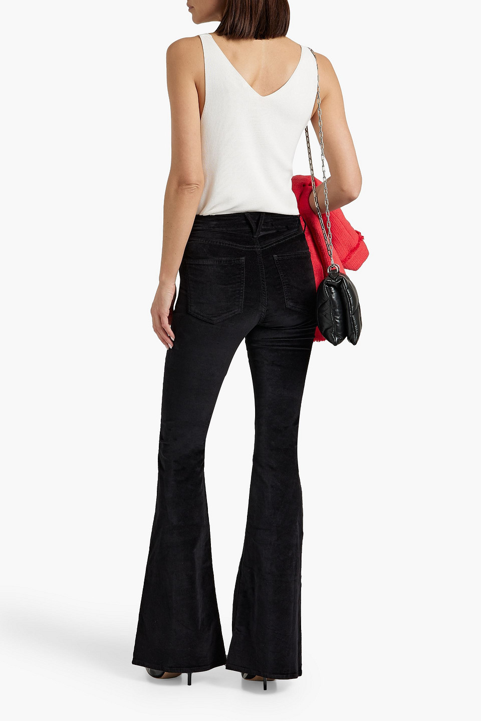 Shop Veronica Beard Sheridan Cotton-blend Velvet Flared Pants In Black