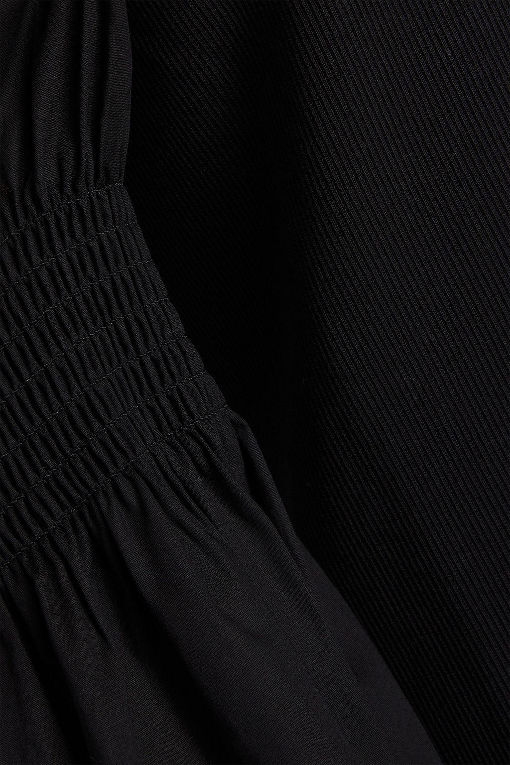 VERONICA BEARD Gathered poplin-paneled stretch-cotton jersey top