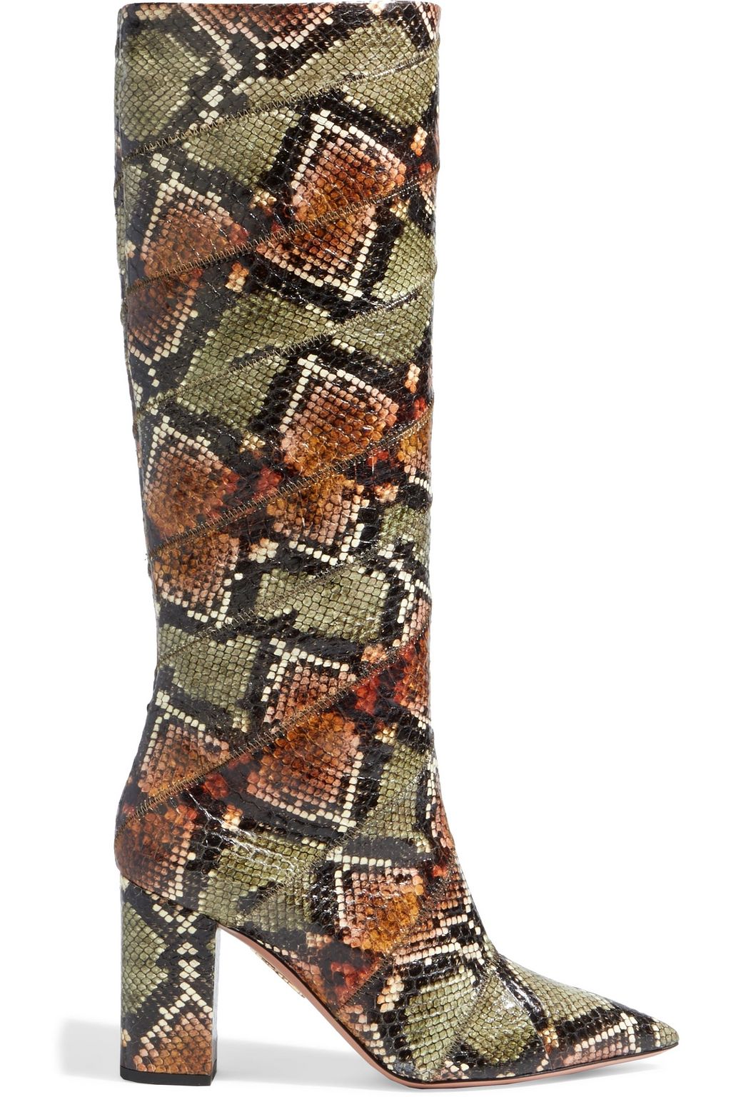 Animal Print Boettie 85 Snake Effect Leather Knee Boots Aquazzura The Outnet