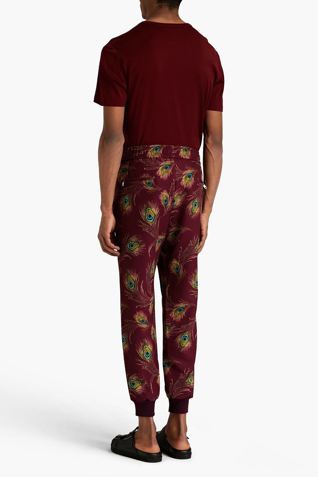 DOLCE & GABBANA Tapered printed stretch-crepe drawstring pants