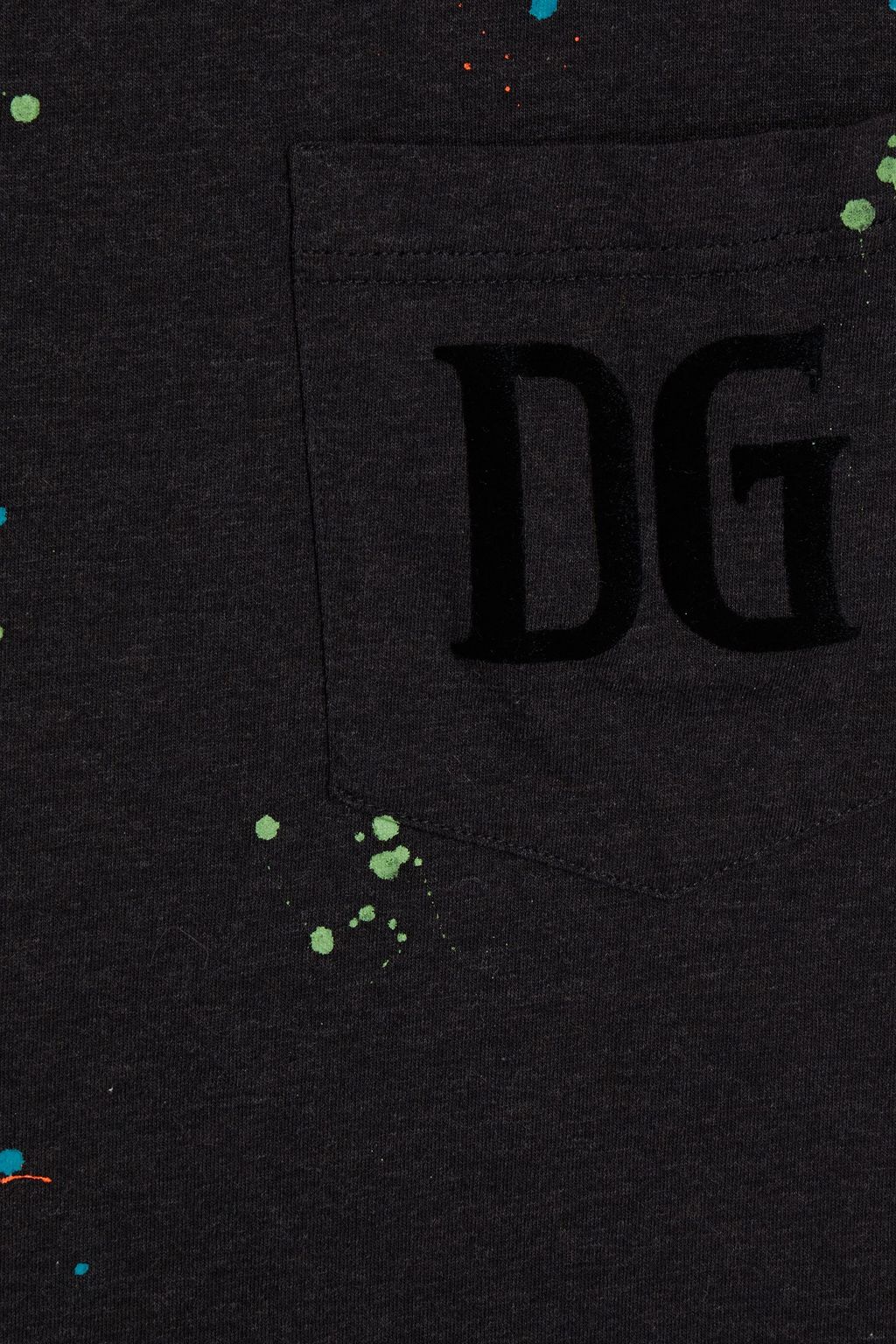 DOLCE & GABBANA Slim-fit flocked printed cotton-jersey T-shirt