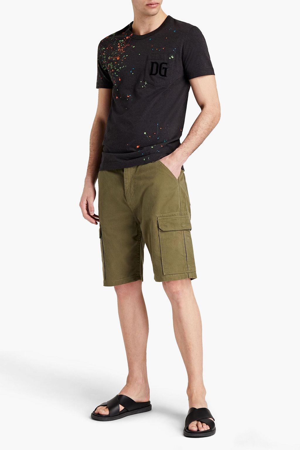DOLCE & GABBANA Slim-fit flocked printed cotton-jersey T-shirt