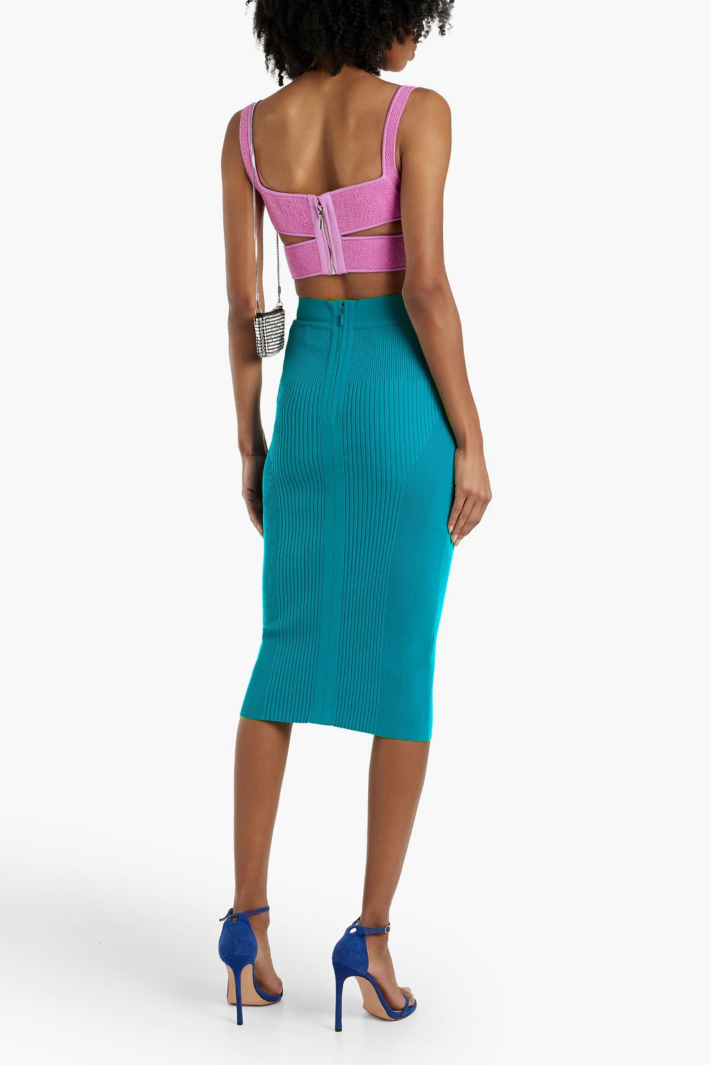 HERVÉ LÉGER Cropped cutout textured-bandage top