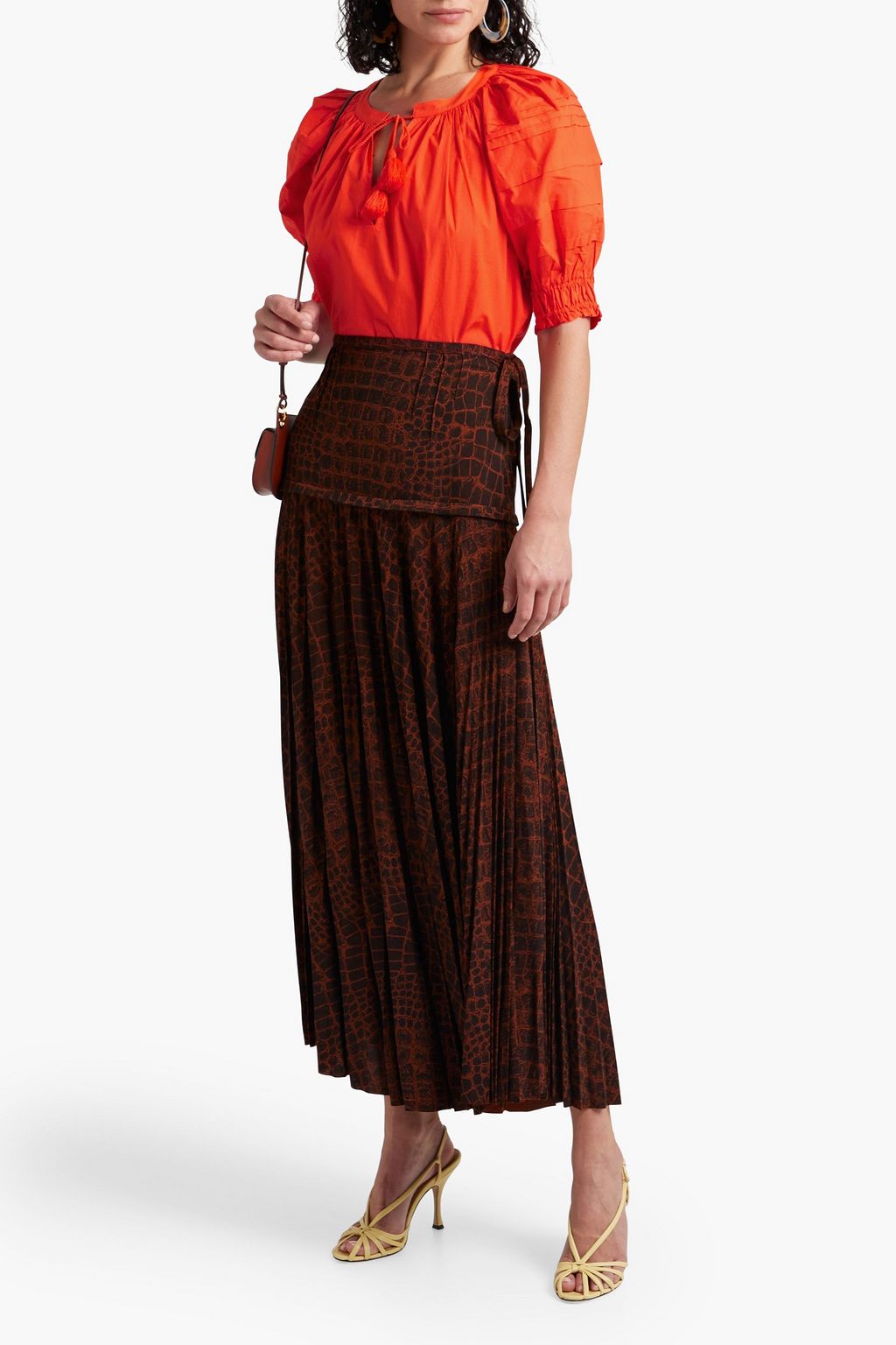 ULLA JOHNSON Arin tasseled pintucked cotton-poplin top