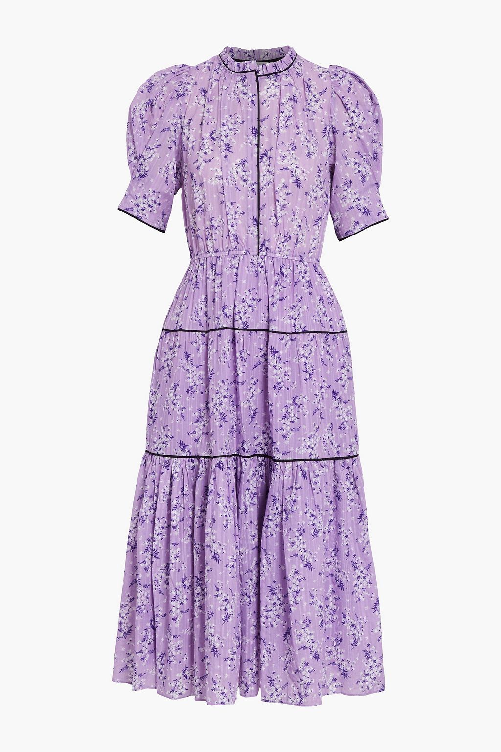 ULLA JOHNSON Corrine tiered floral print cotton blend jacquard