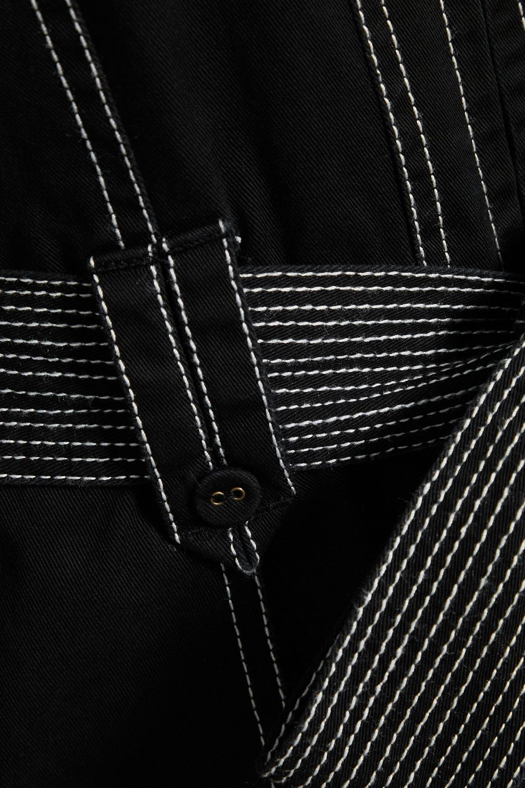 ULLA JOHNSON Delta belted topstitched cotton-twill playsuit
