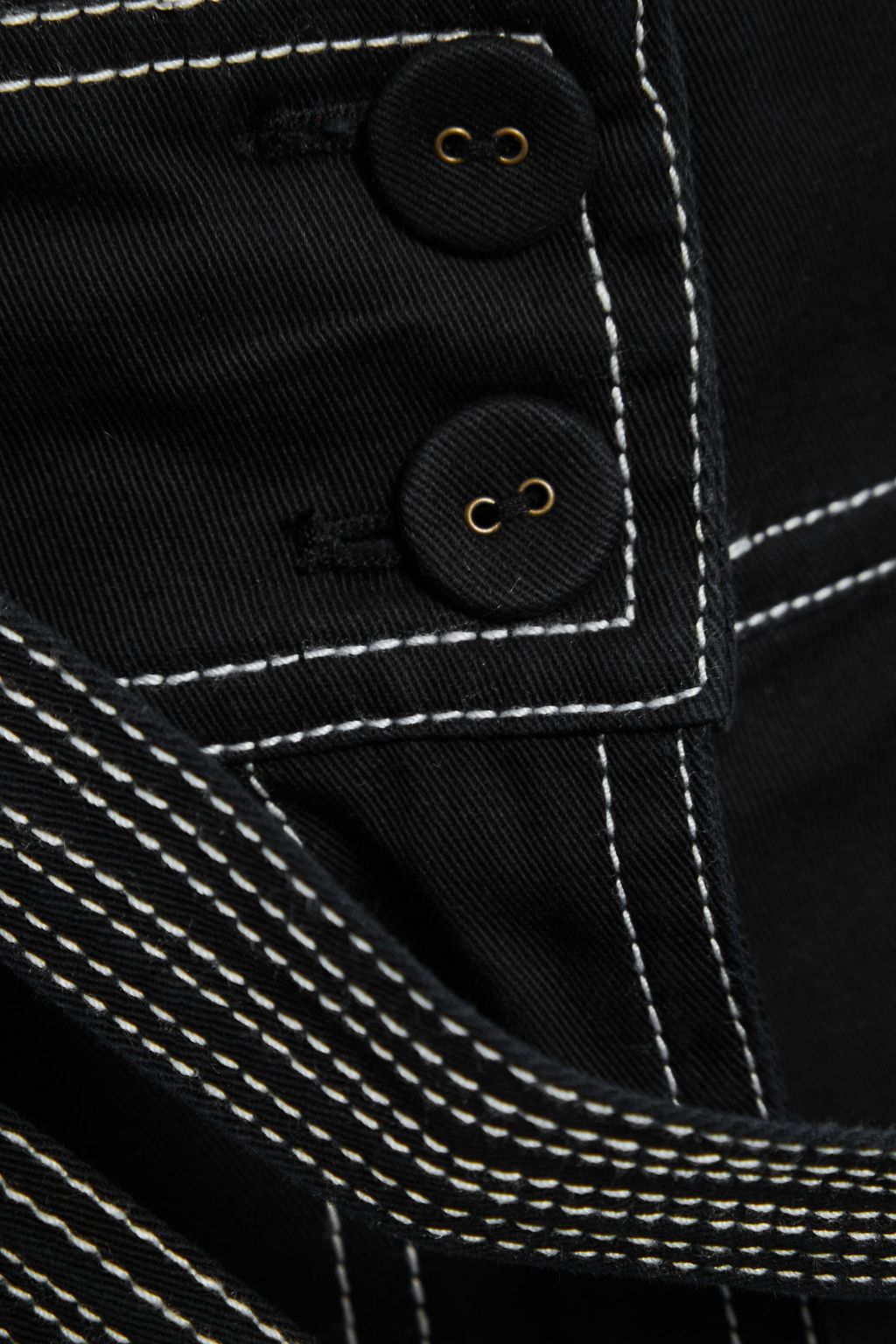 ULLA JOHNSON ベルト付き トップステッチ入り コットンツイル ショートパンツ