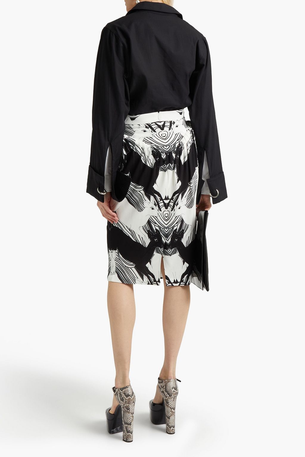 BURBERRY Gathered printed jersey skirt