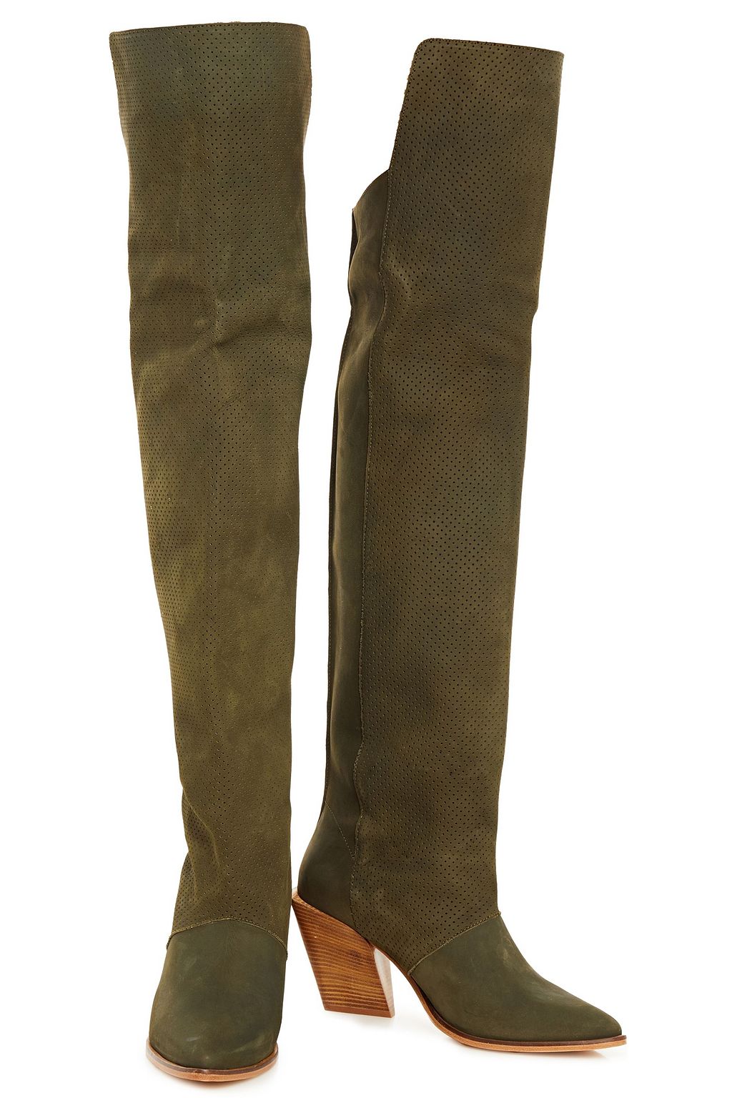 RODEBJER Perforated suede knee boots