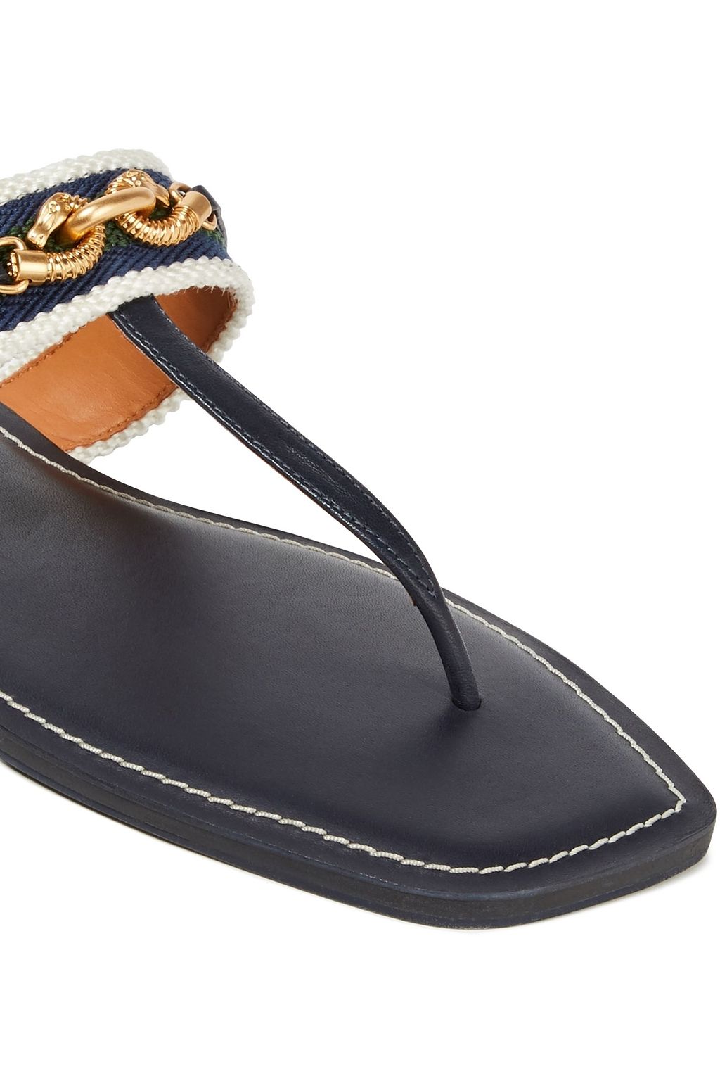 TORY BURCH Jessa striped jacquard and leather sandals
