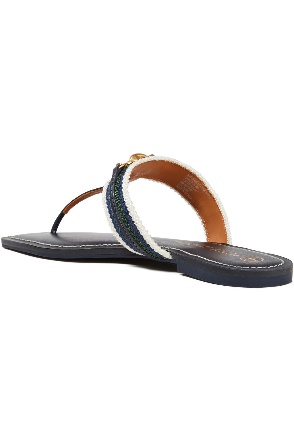 TORY BURCH Jessa striped jacquard and leather sandals