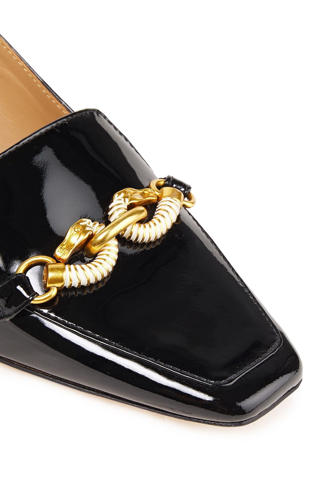 TORY BURCH Jessa 45 embellished glossed-leather slingback pumps