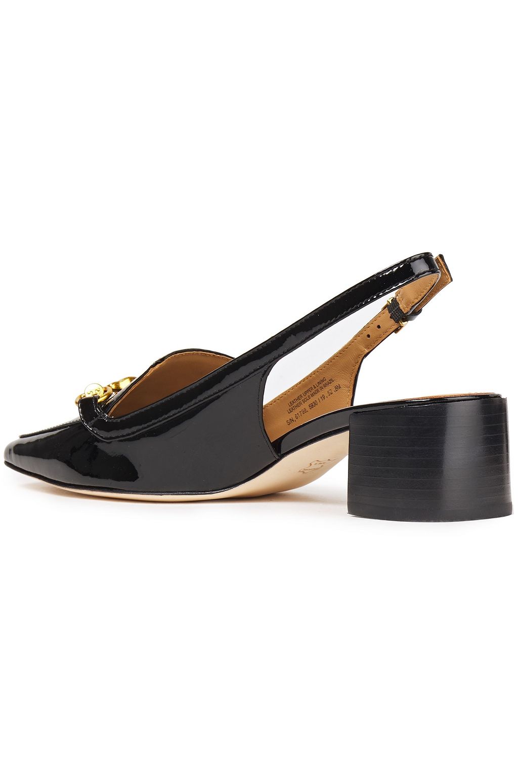 TORY BURCH Jessa 45 embellished glossed-leather slingback pumps