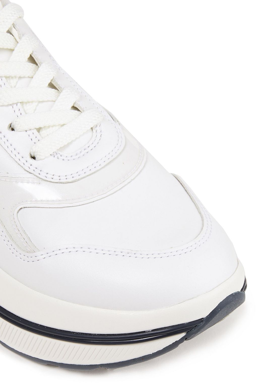 TORY BURCH Gemini Link leather, mesh and suede exaggerated-sole sneakers